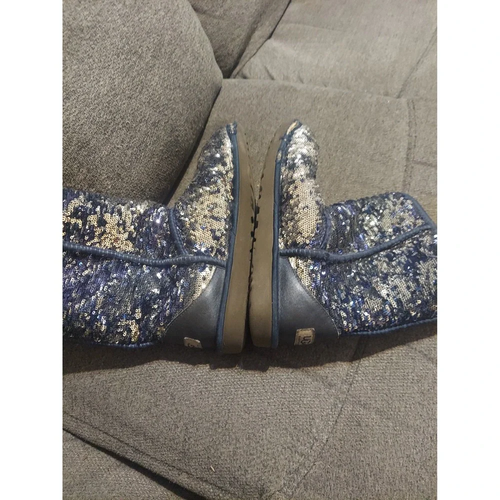 Ugg Blue Sequin Wintet Boots Size 9 Y2K ***read Description*** Sheepskin Fur